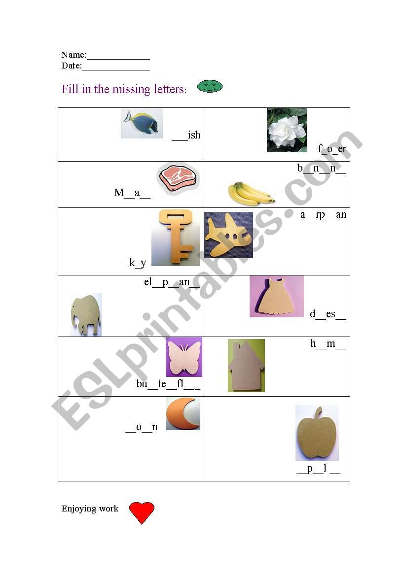 missing letters worksheet