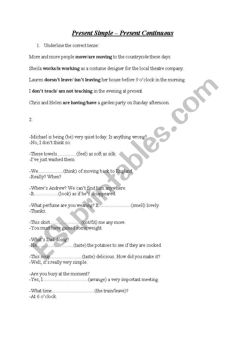Present Simple worksheet