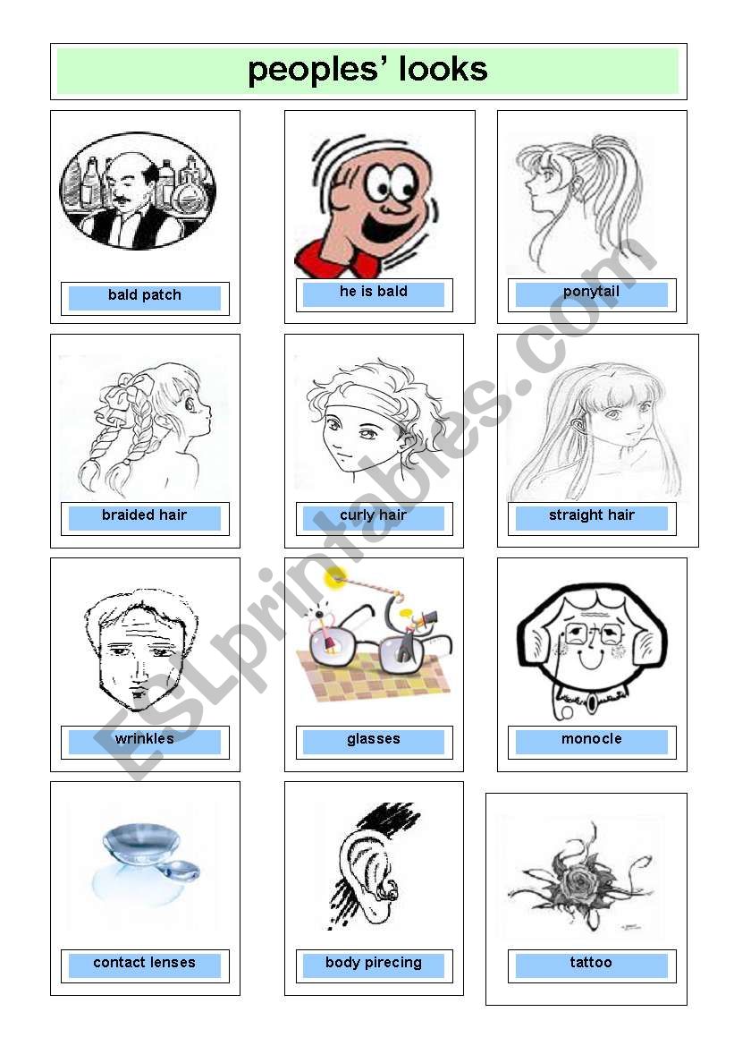 Flashcards speaking about peoplesÂ´ looks