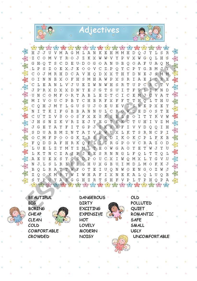 Adjectives Wordsearch worksheet