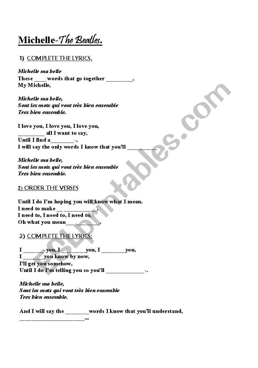 MICHELLE worksheet