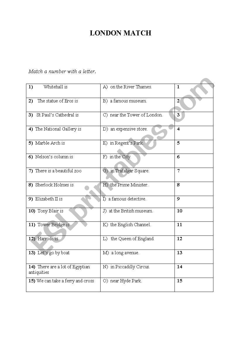 London worksheet