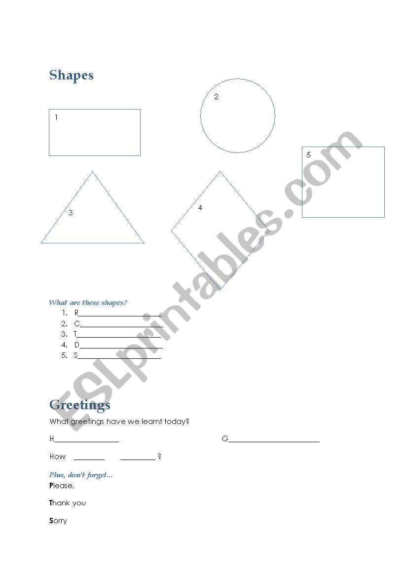 Shapes worksheet