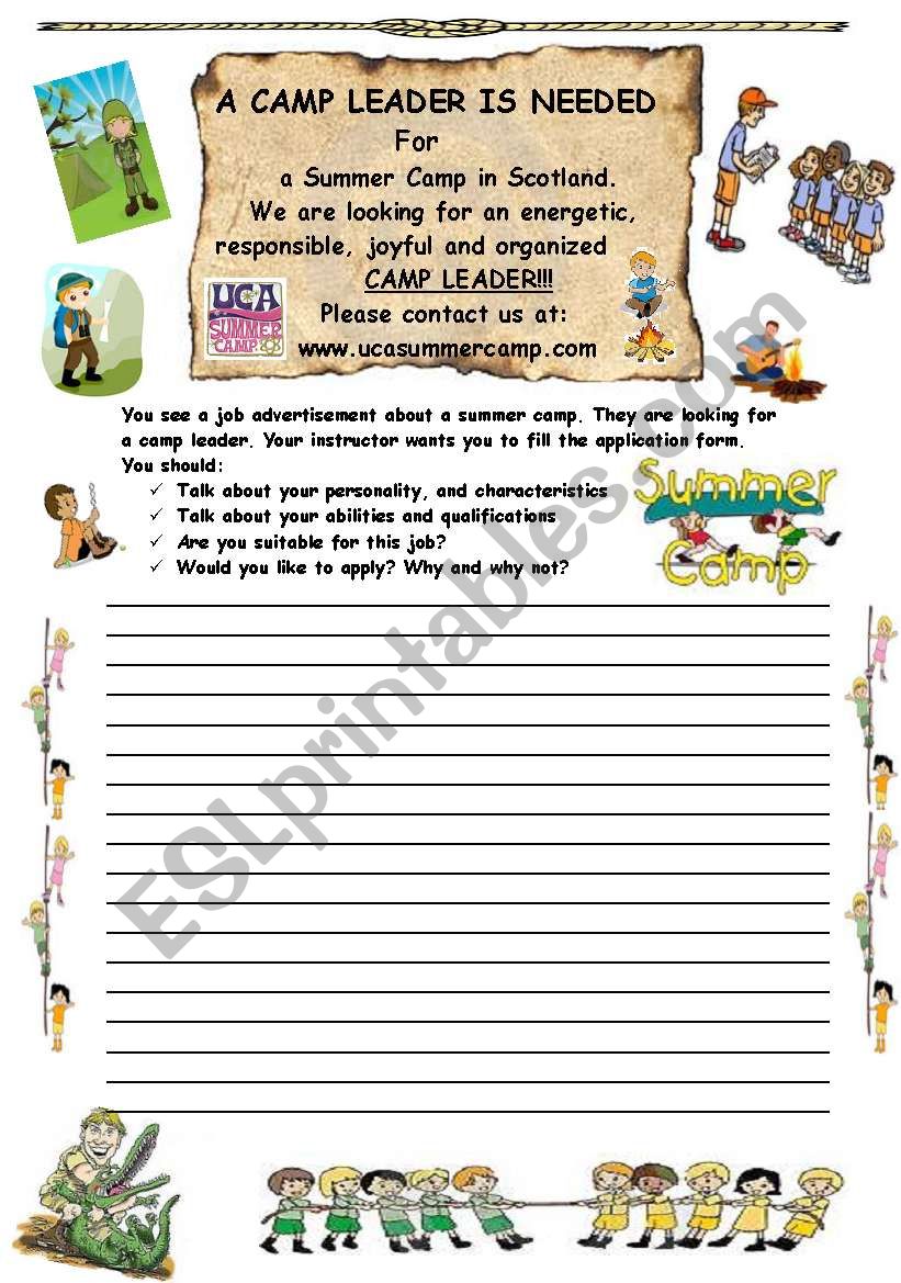 WRITING ACTIVITY worksheet