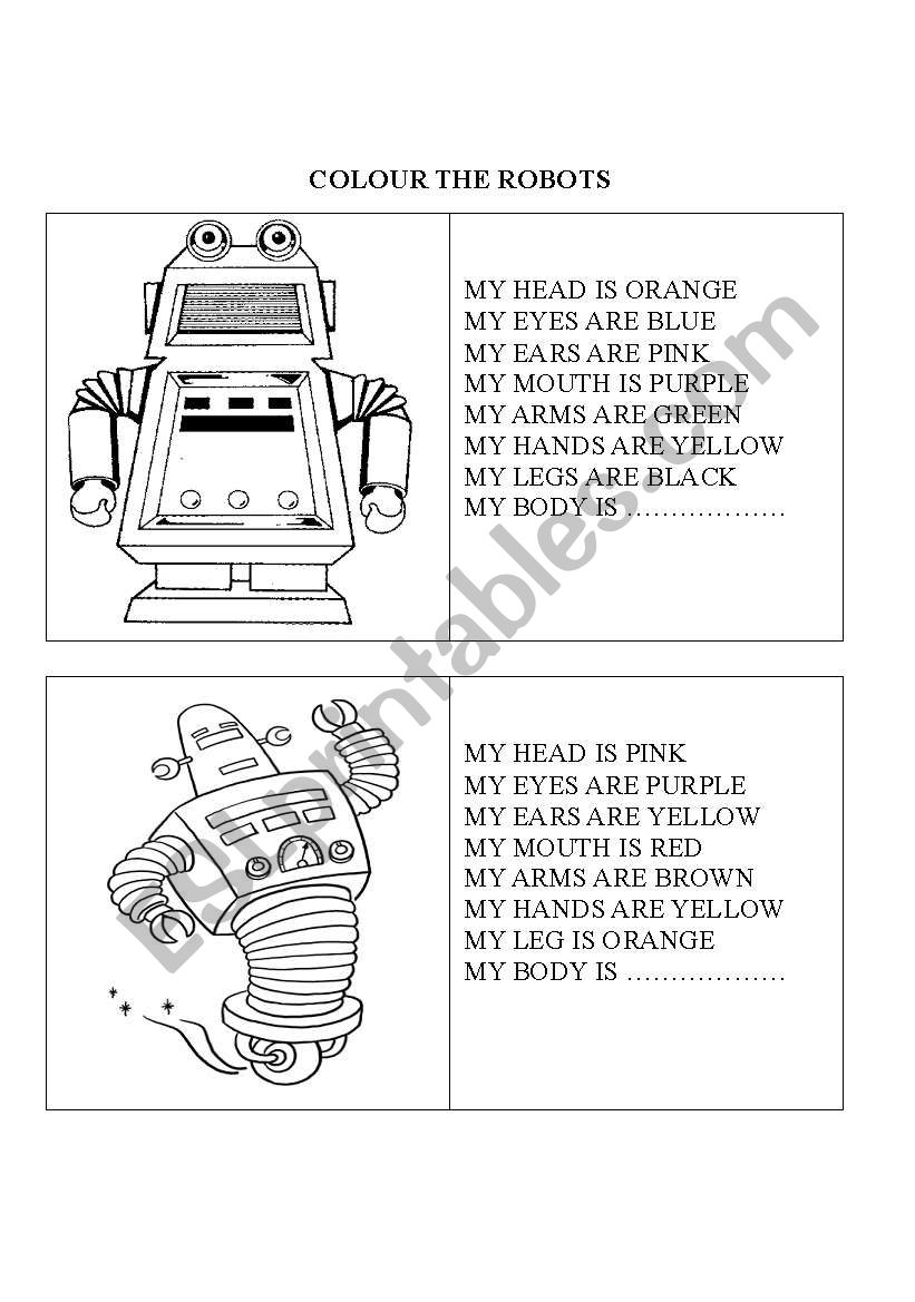 COLOUR THE ROBOTS worksheet