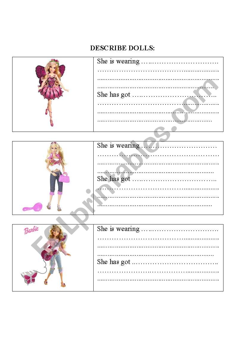 Describing dolls worksheet