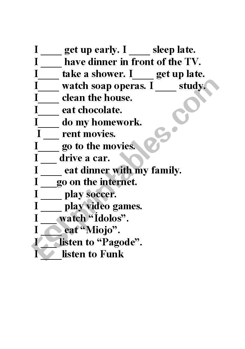 Adverb of frequency worksheet