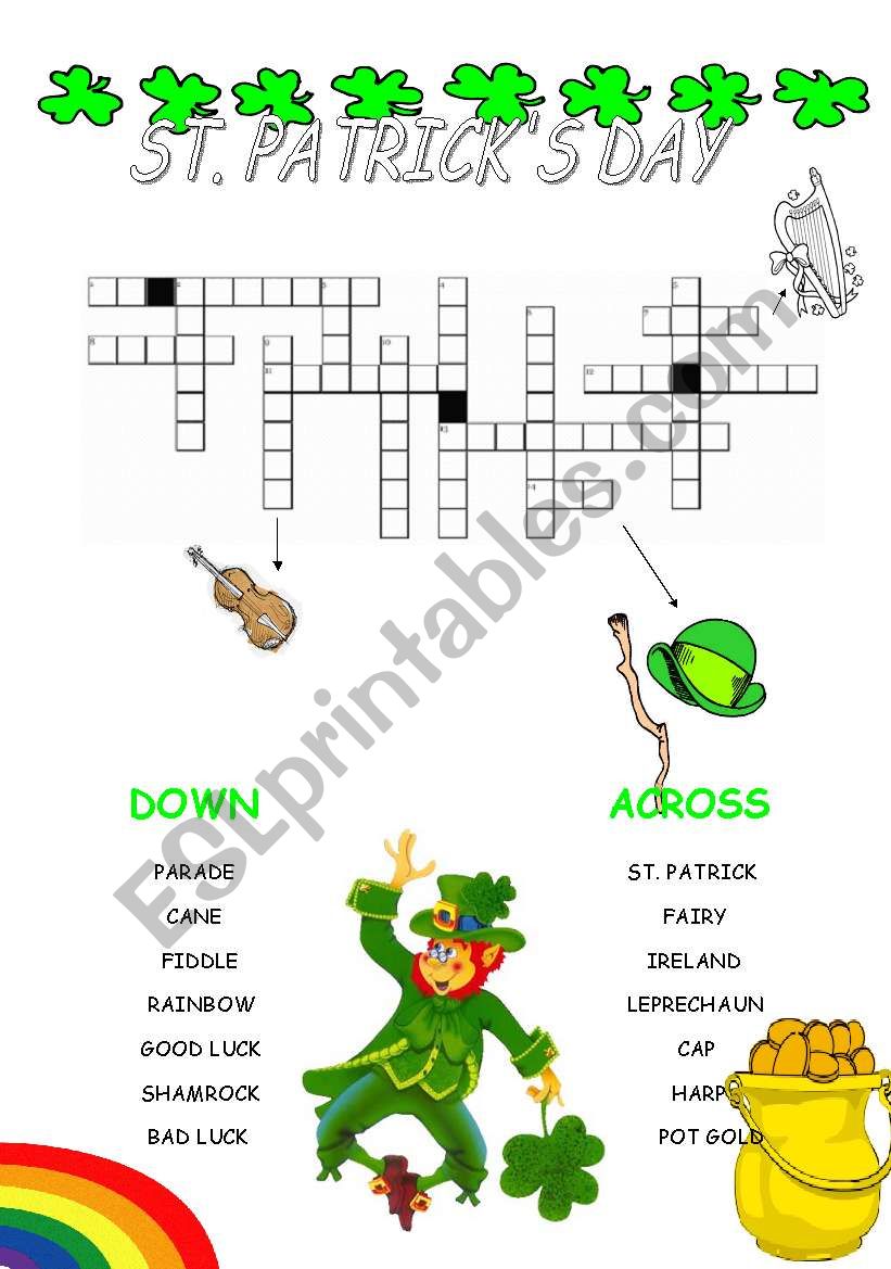St. PatrickÂ´s Crossword worksheet