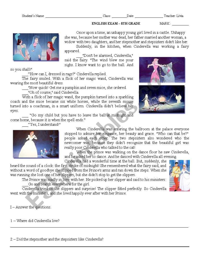 Cinderella worksheet