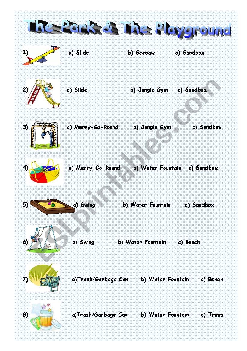 The Park & The Playground worksheet