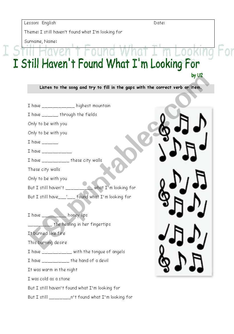 I still havent found what Im looking for - U2 song