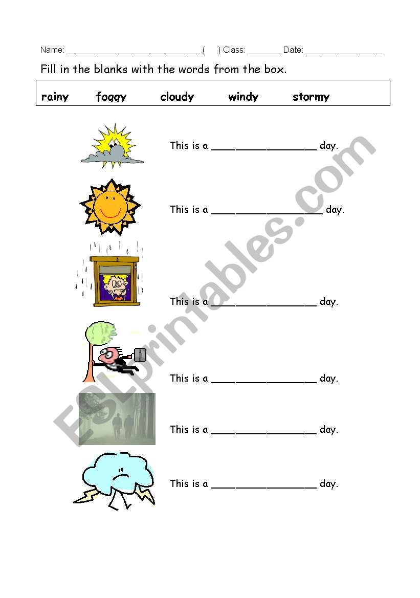 weather words worksheet