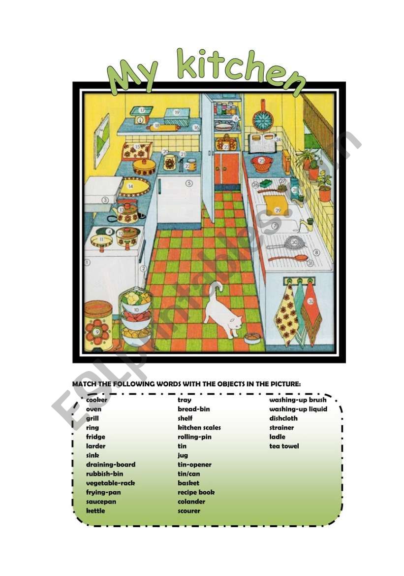 My kitchen worksheet