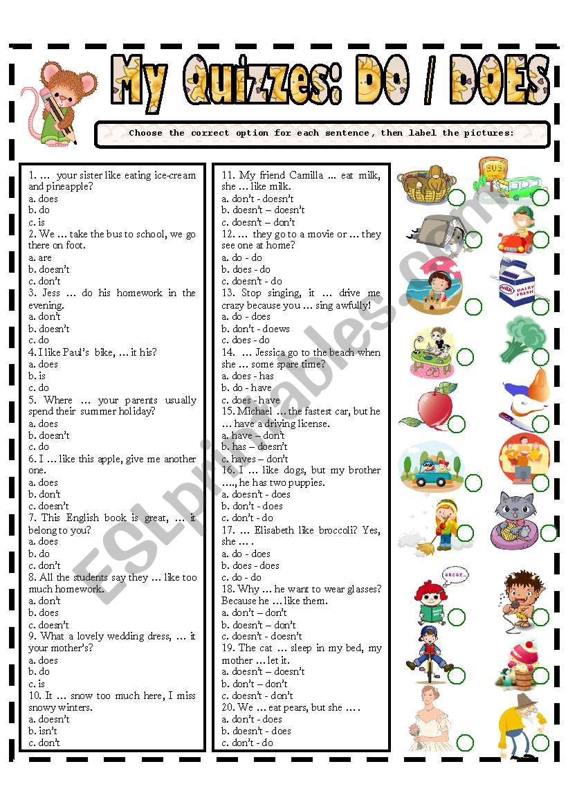 MY QUIZZES: DO / DOES worksheet