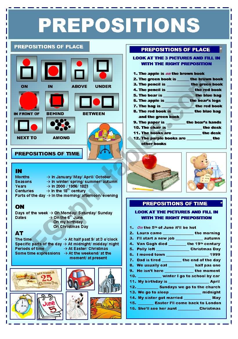 PREPOSITIONS OF PLACE AND PREPOSITIONS OF TIME