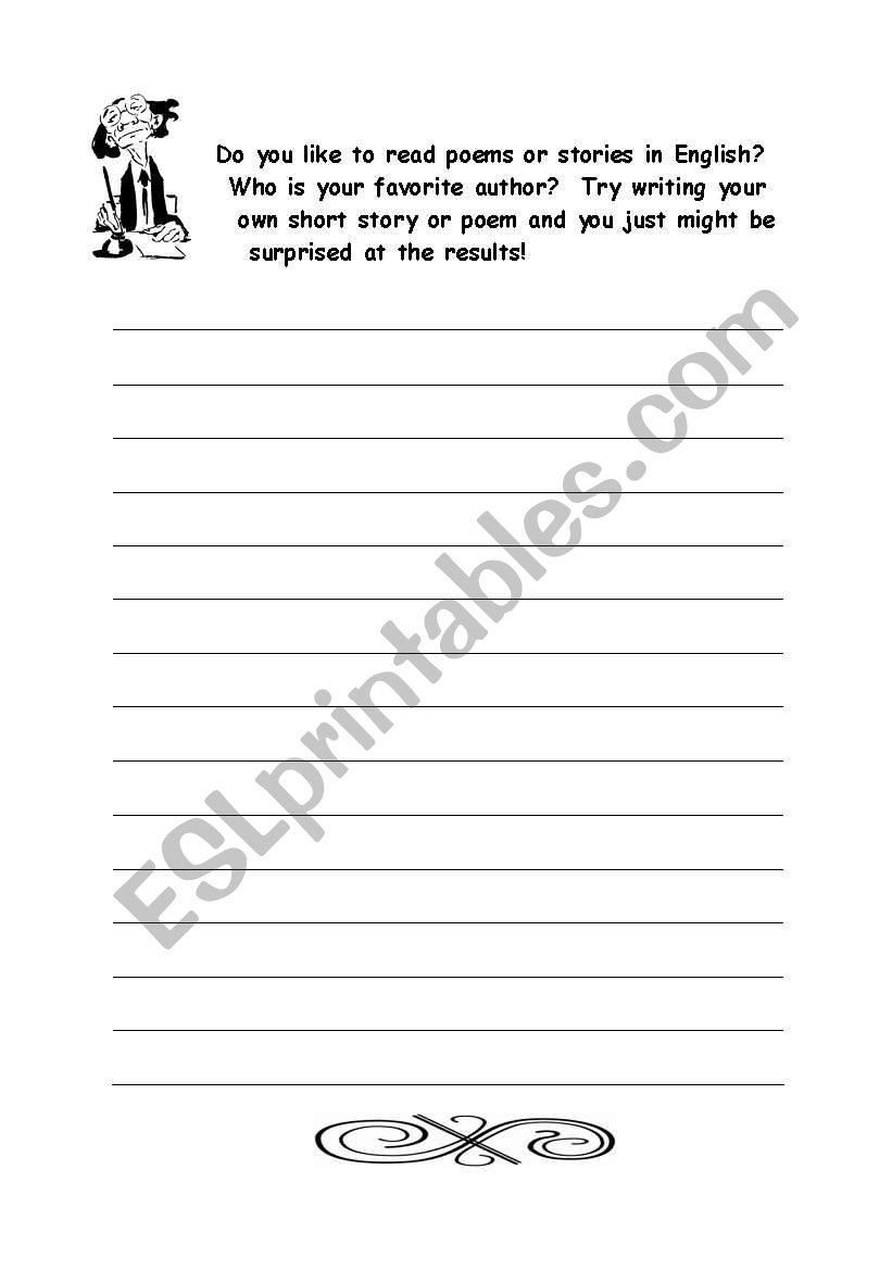 Creative Writing Template worksheet