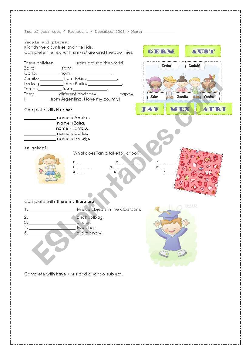 Test children worksheet