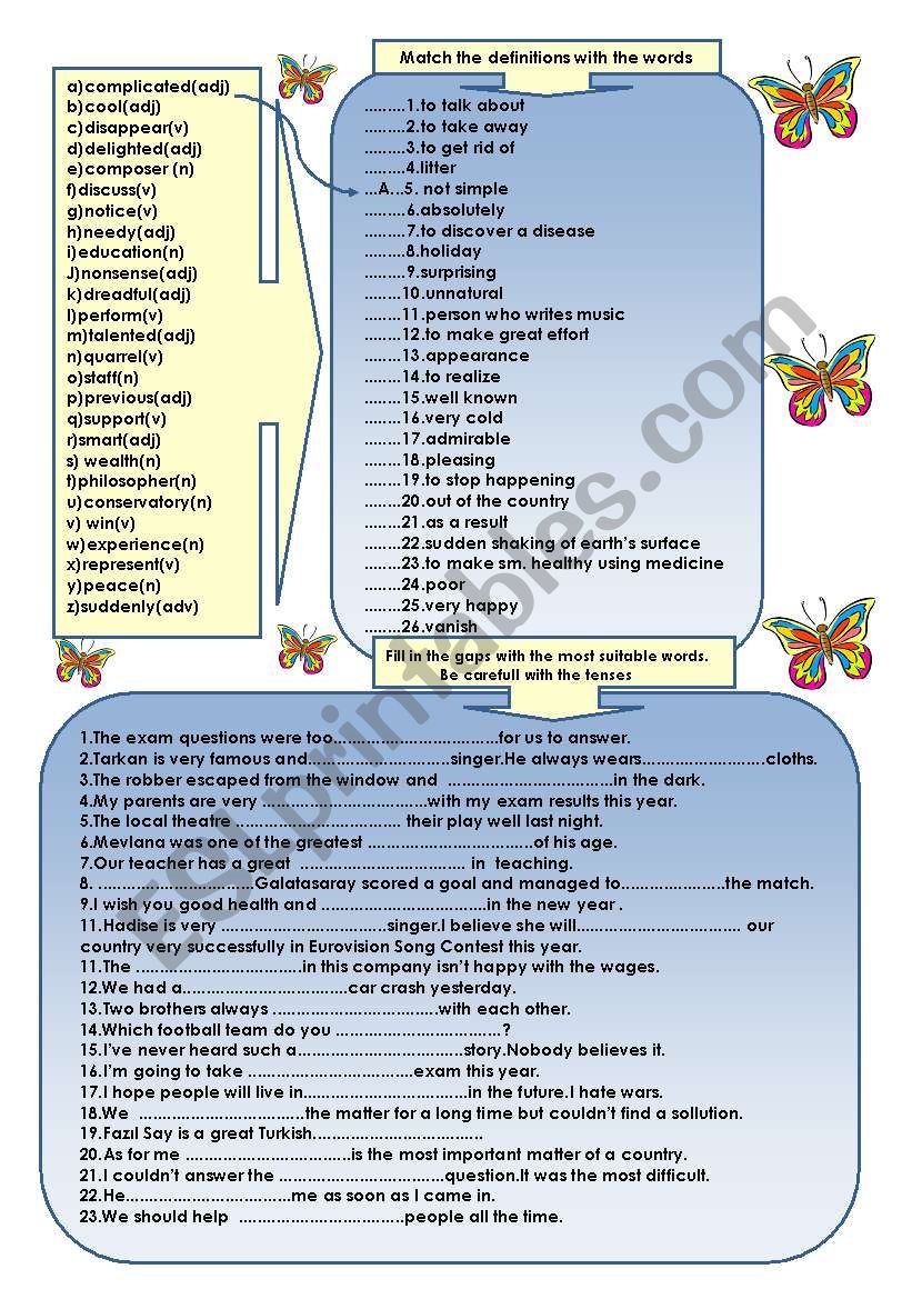 vocabulary study second page worksheet