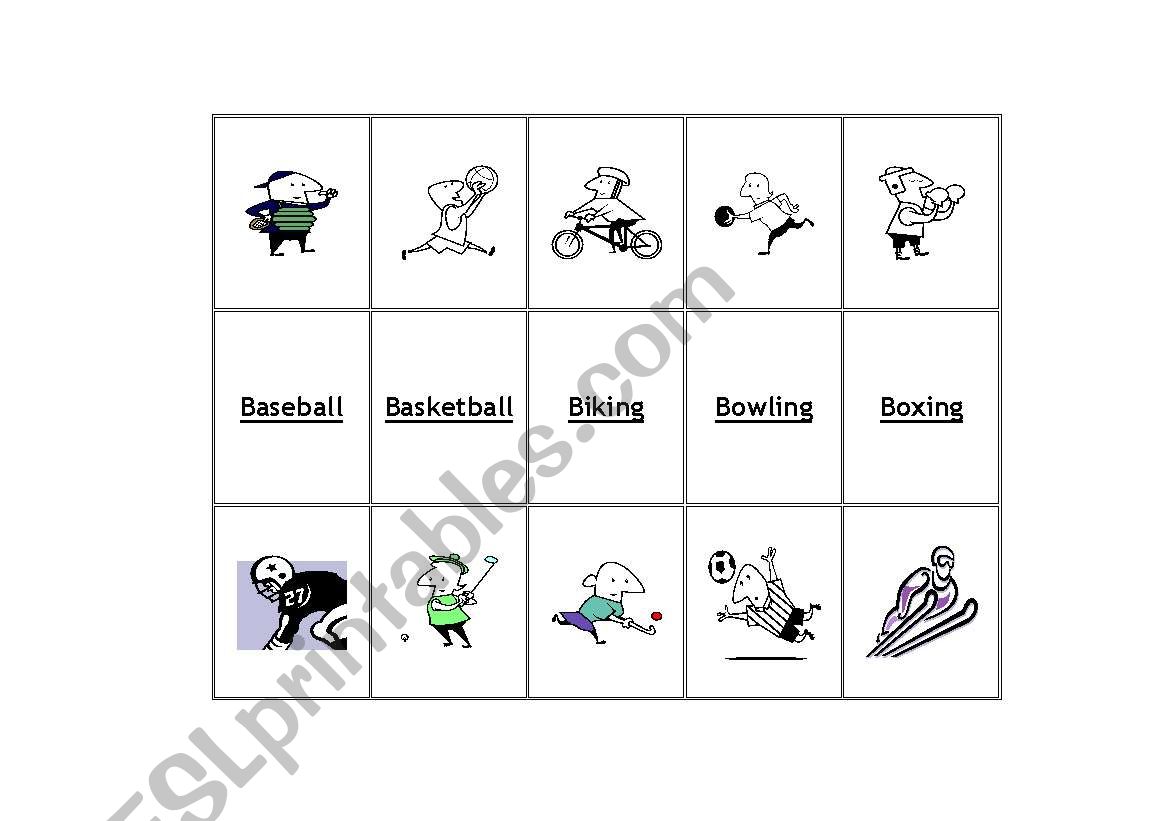 Sports matching worksheet