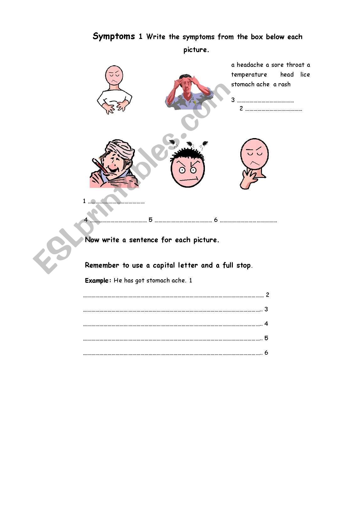 Symptoms worksheet