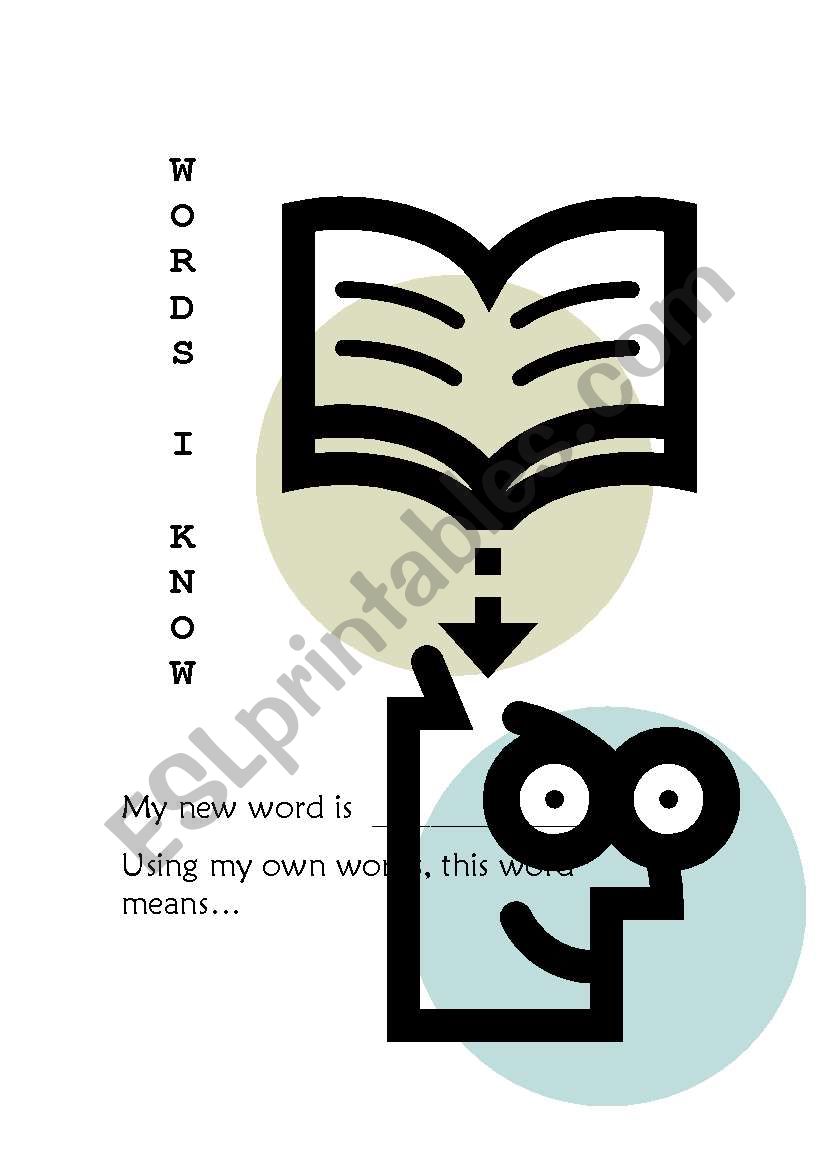 Vocabulary Booklet worksheet