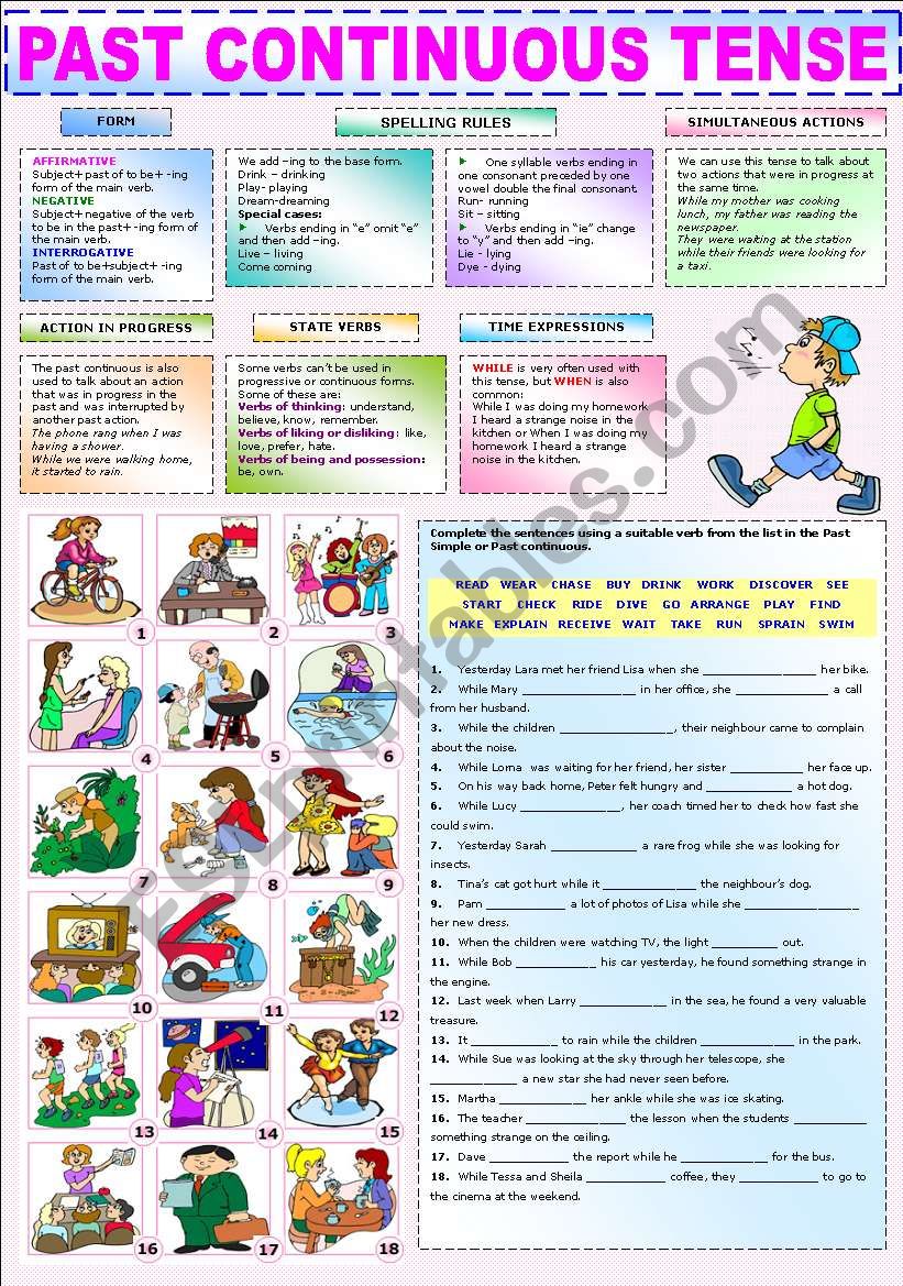 THE PAST CONTINUOUS TENSE ESL Worksheet By Katiana