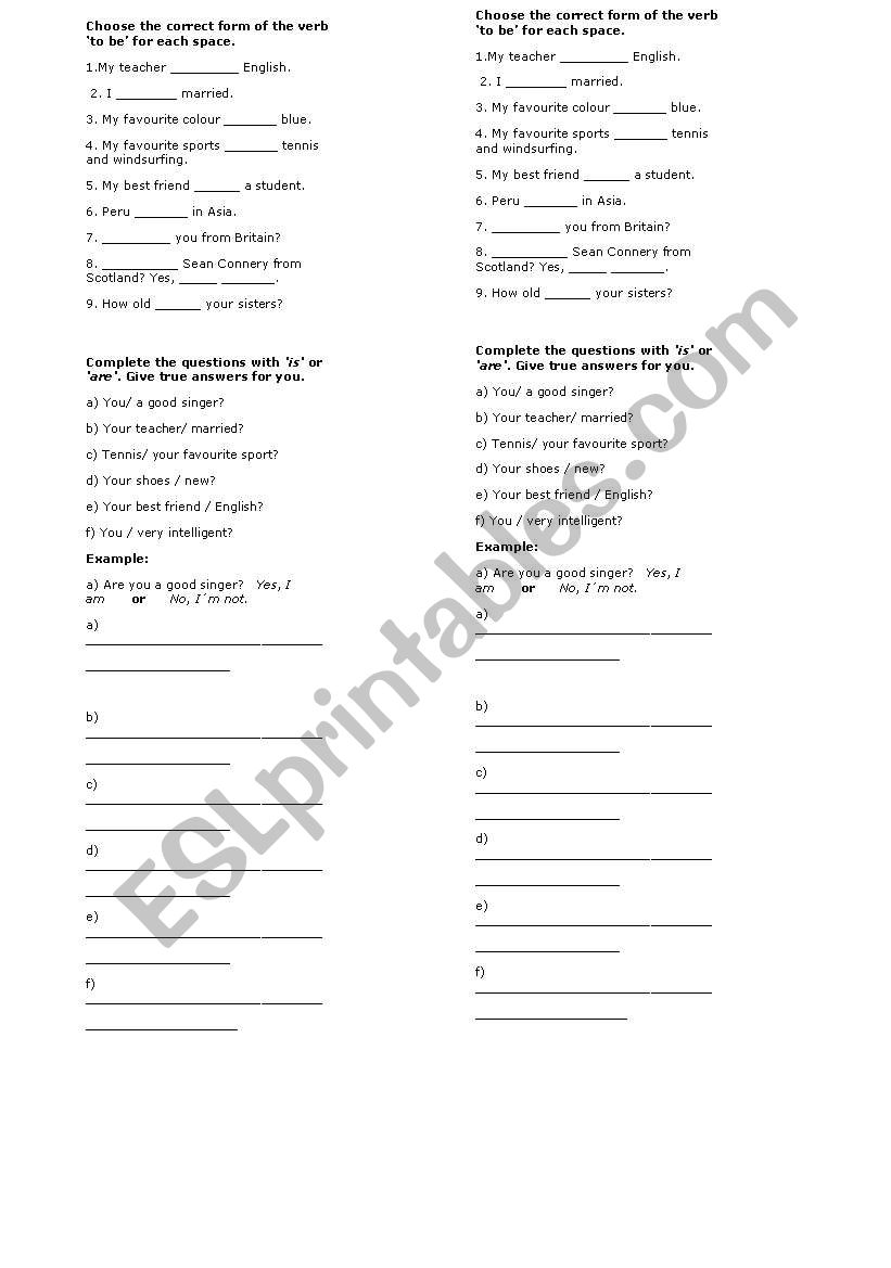 To be worksheet