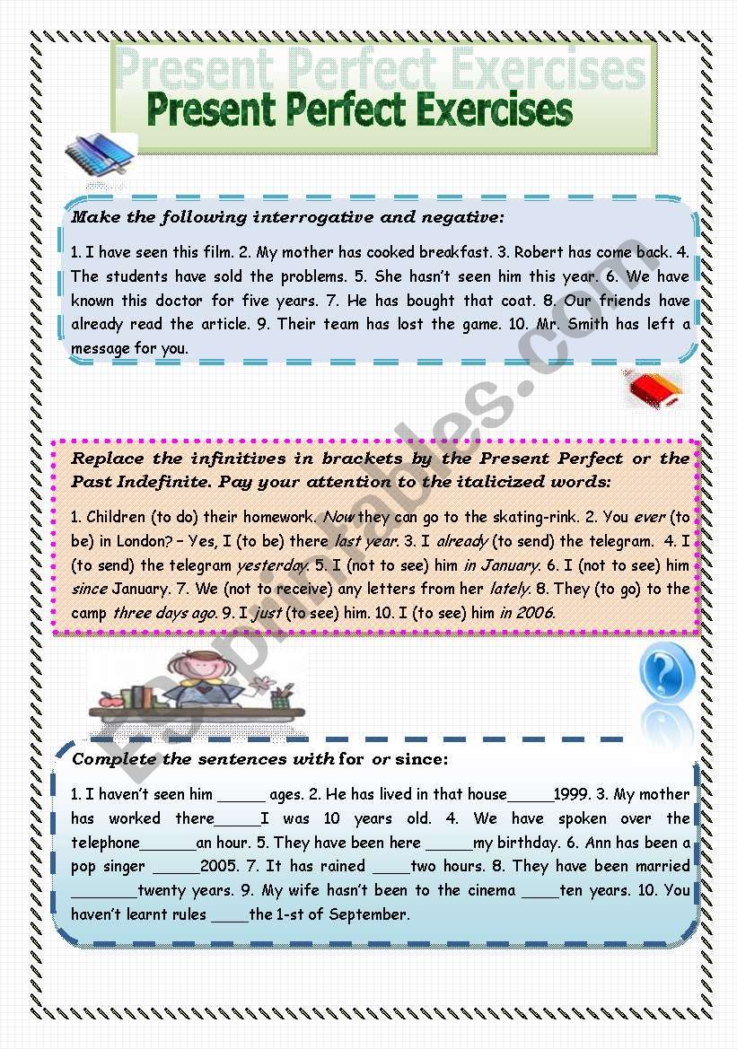 present perfect exercises worksheet