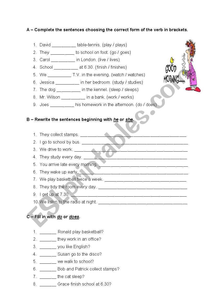 Present simple worksheet