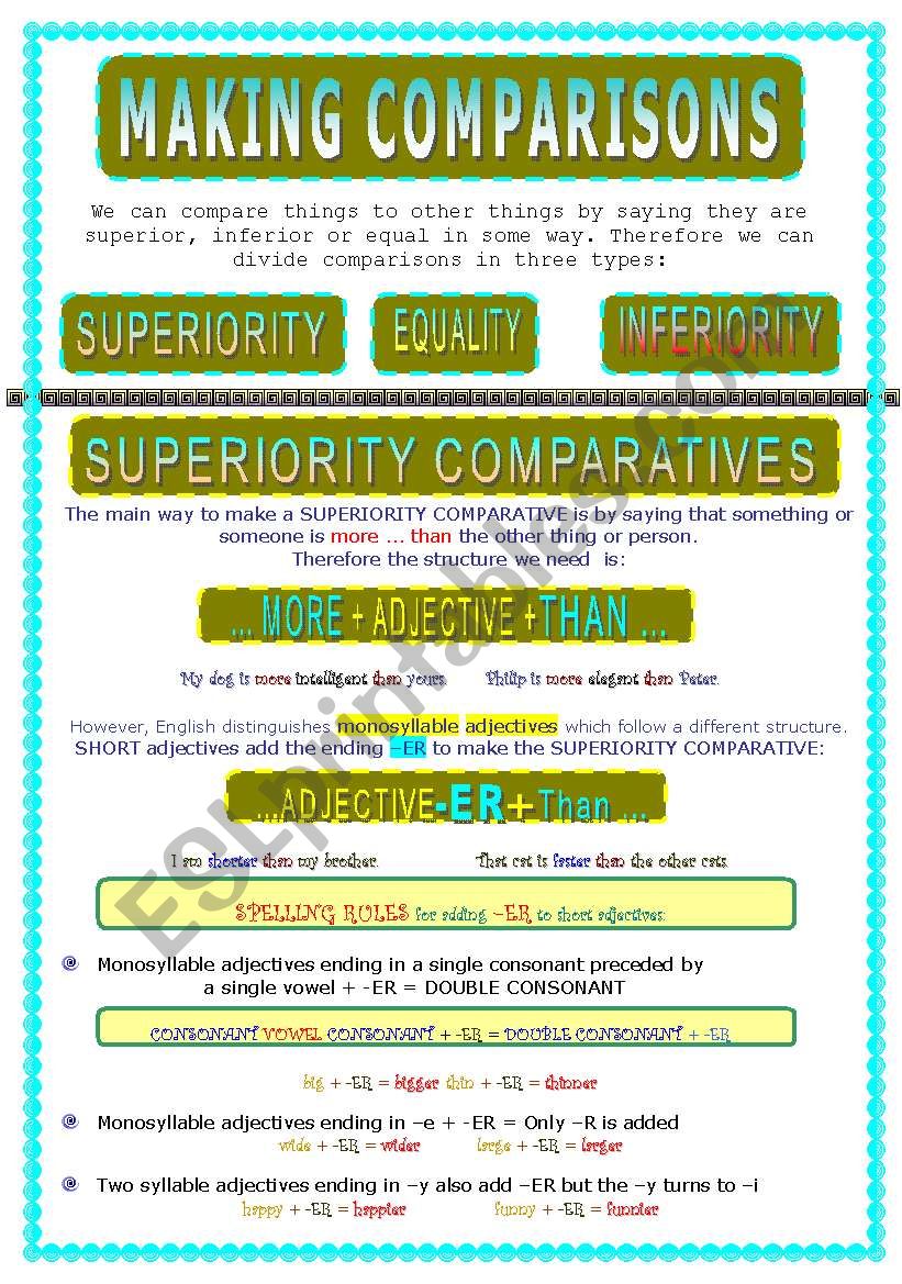 Making comparisons worksheet