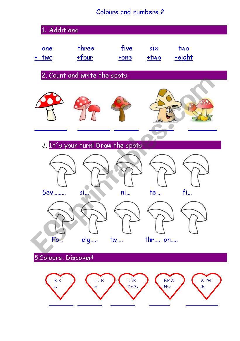 COLOUR AND NUMBERS 2 worksheet