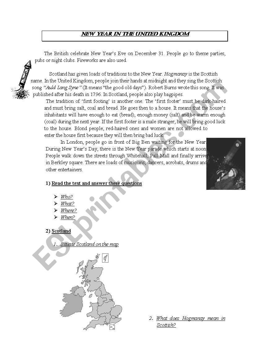 New Year in the UK worksheet