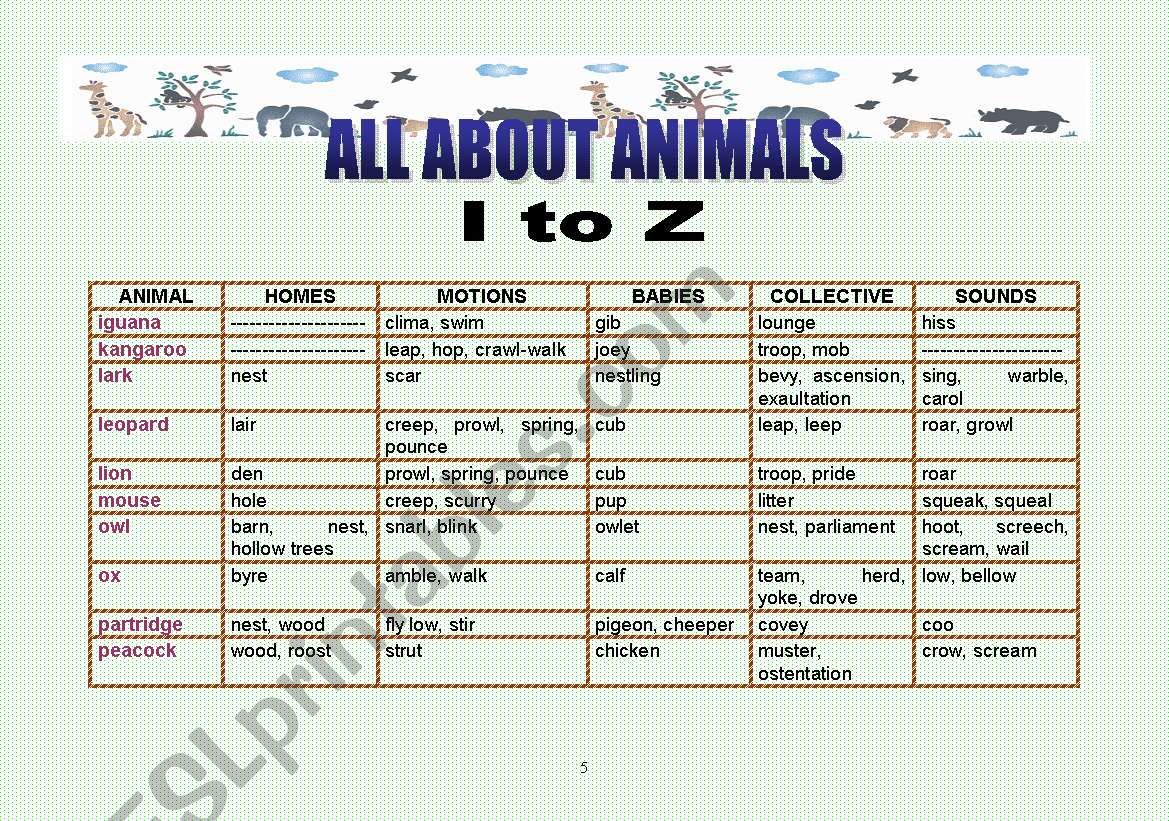 All about animals 2 - I to Z worksheet