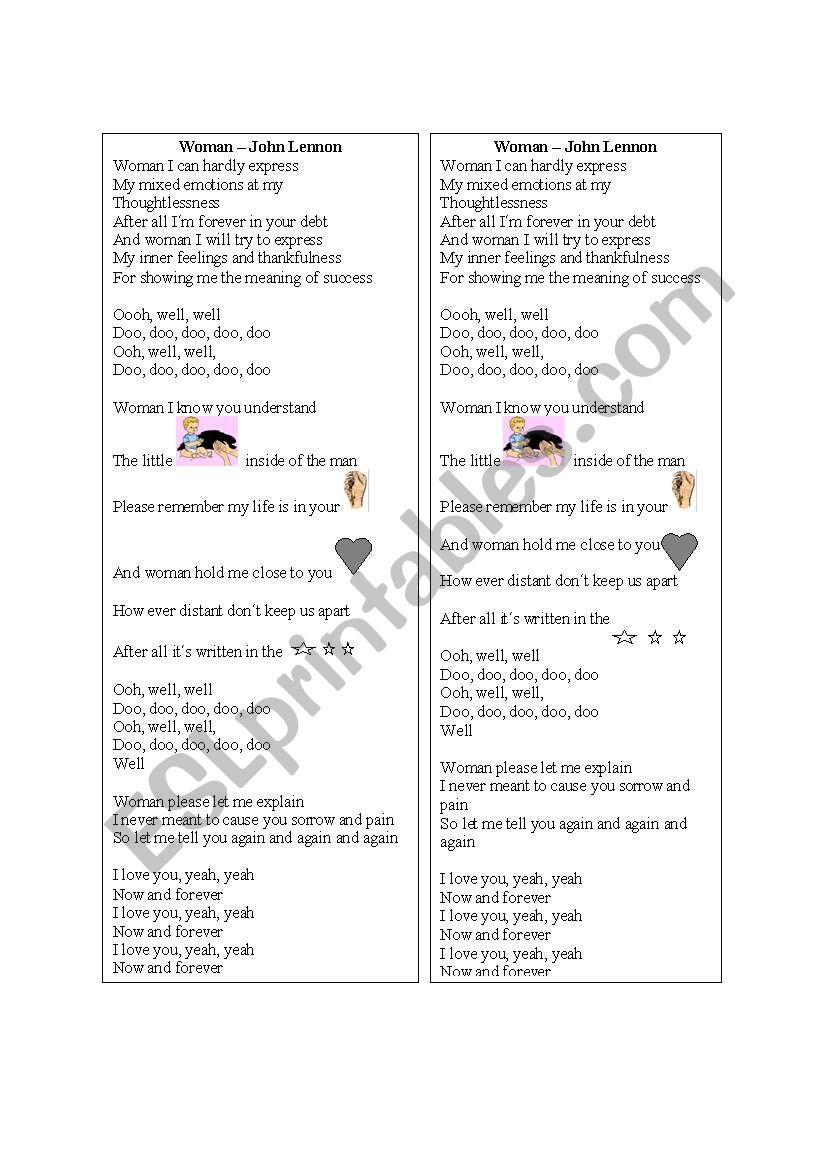 Song to celebrate womans day worksheet