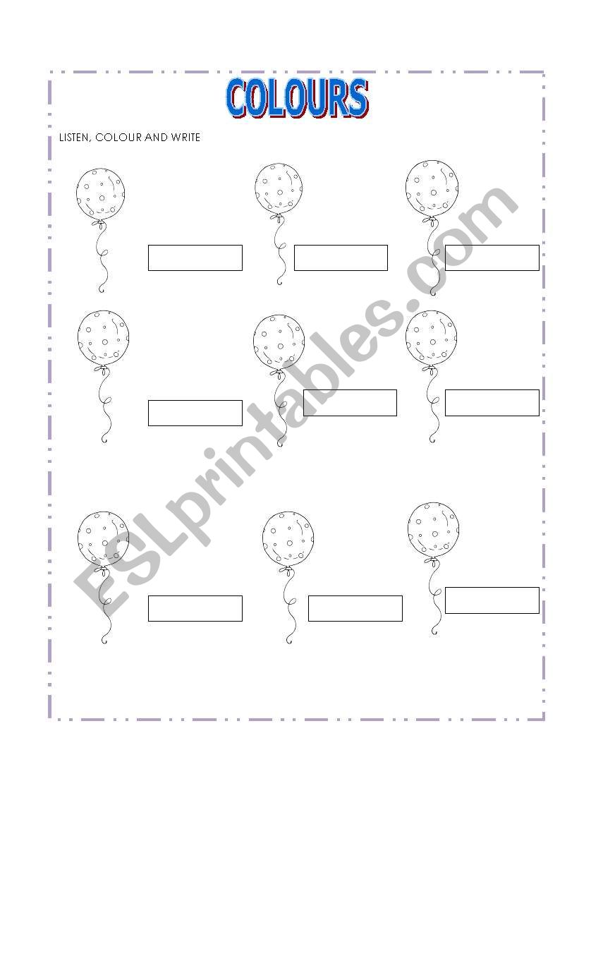 Balloons worksheet