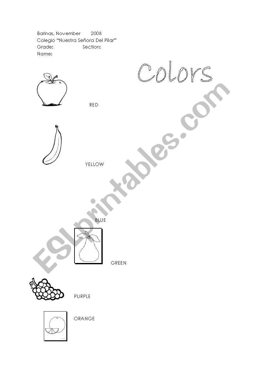 Colors worksheet