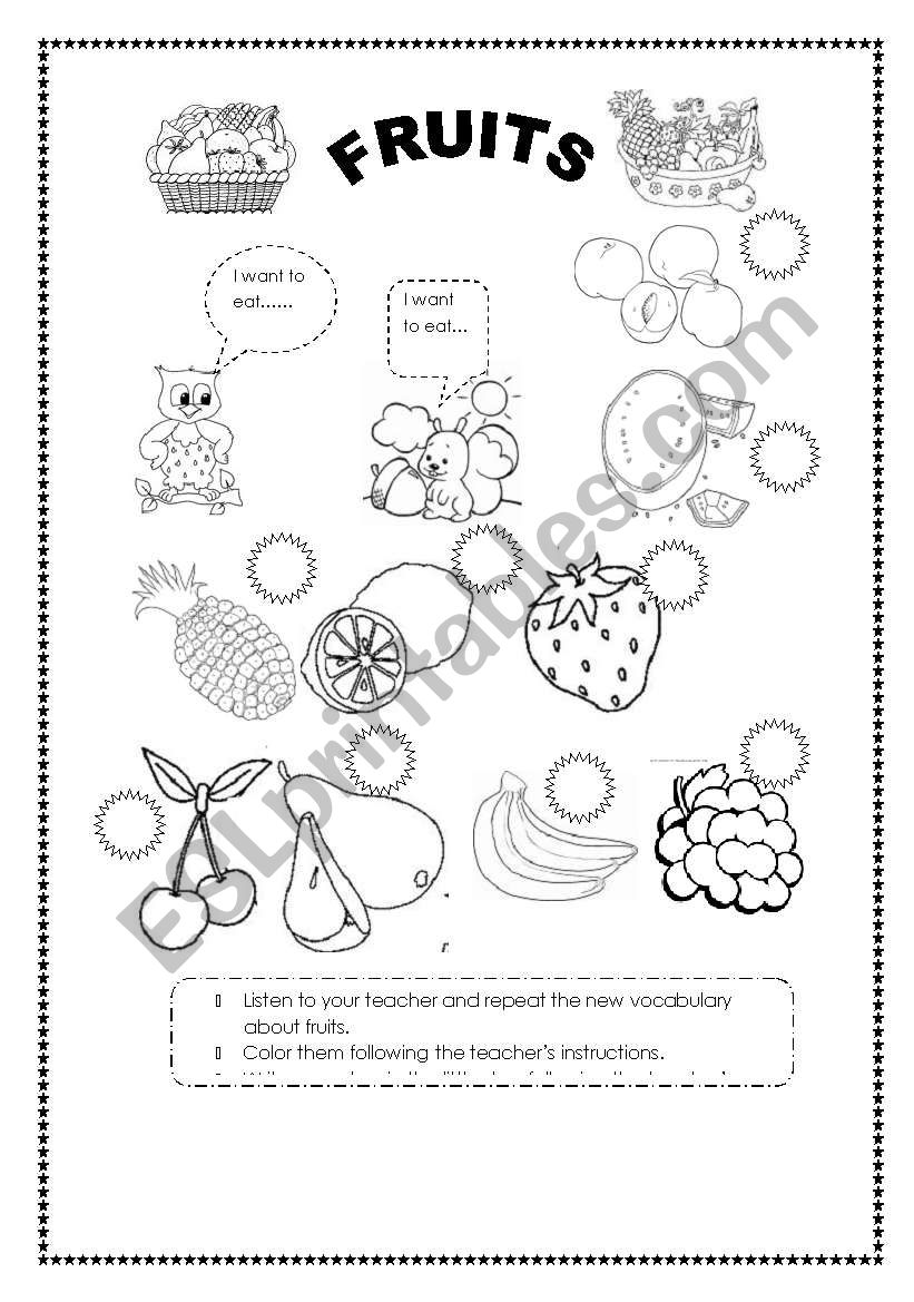 FRUITS worksheet