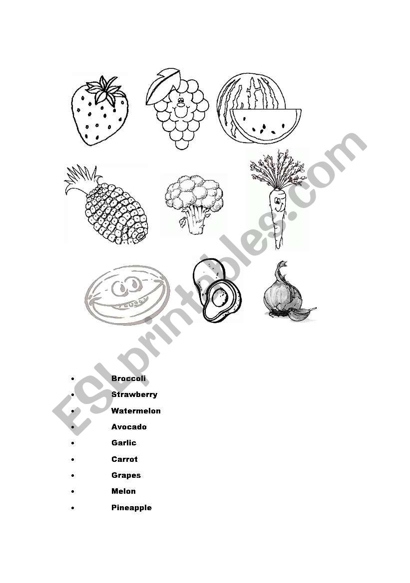 Fruits and vegetables worksheet