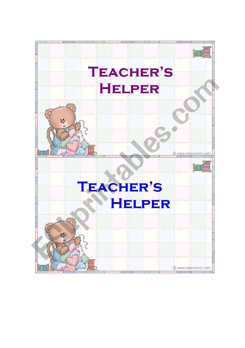 Teachers helper worksheet