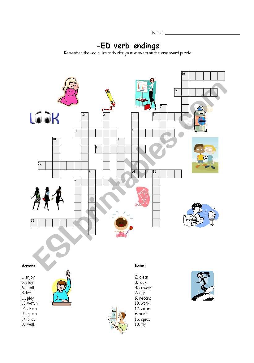 Regular verbs crossword puzzle