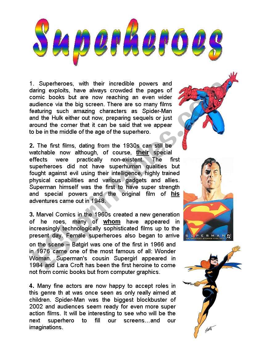 superheroes reading comprehension