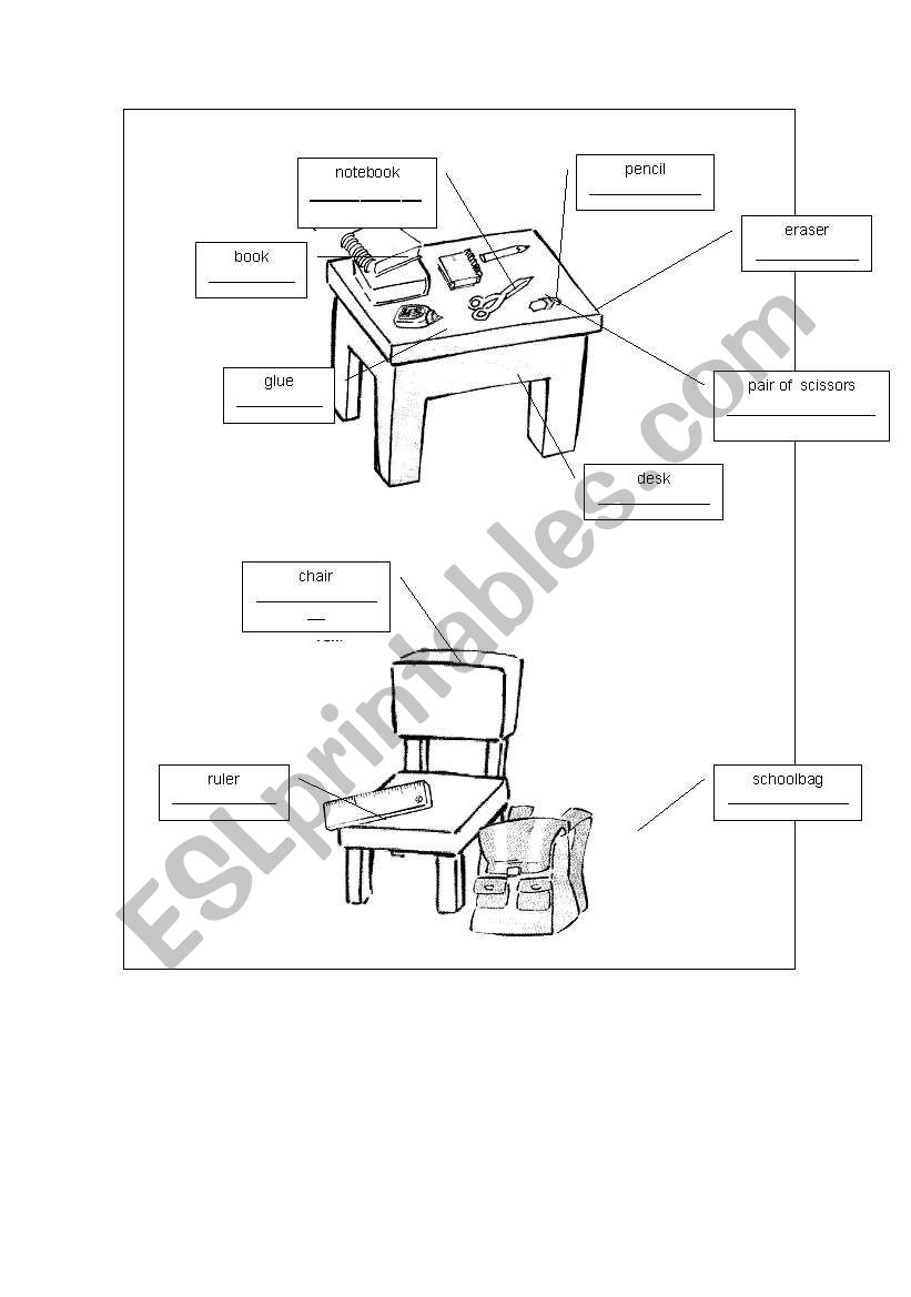 Schoool-object worksheet