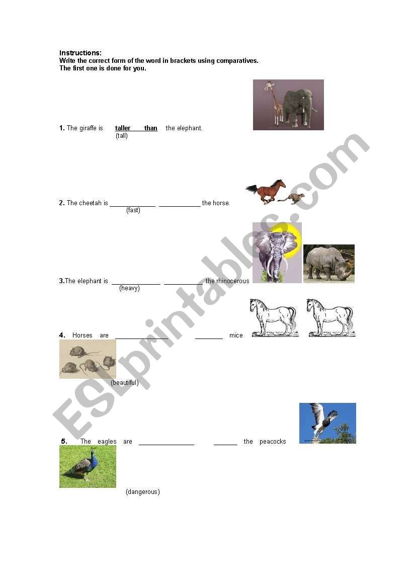 comparatives worksheet