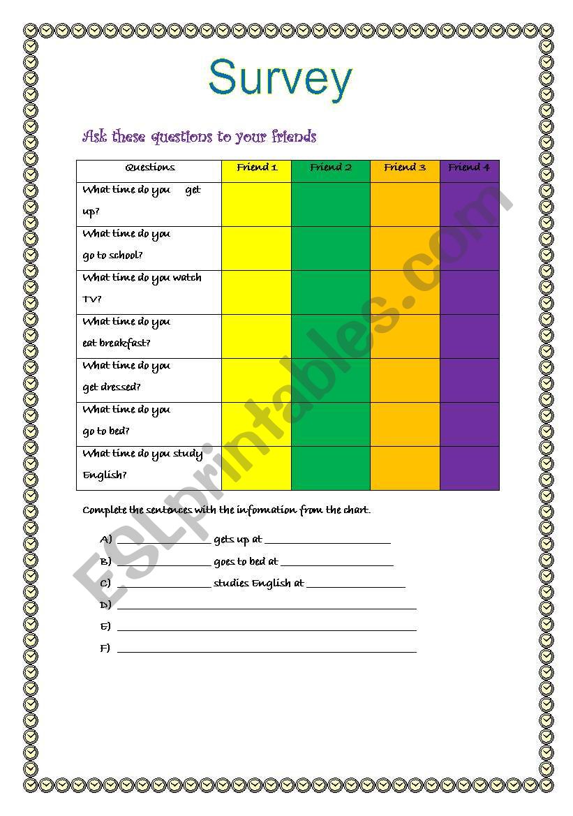 How often do you... worksheet