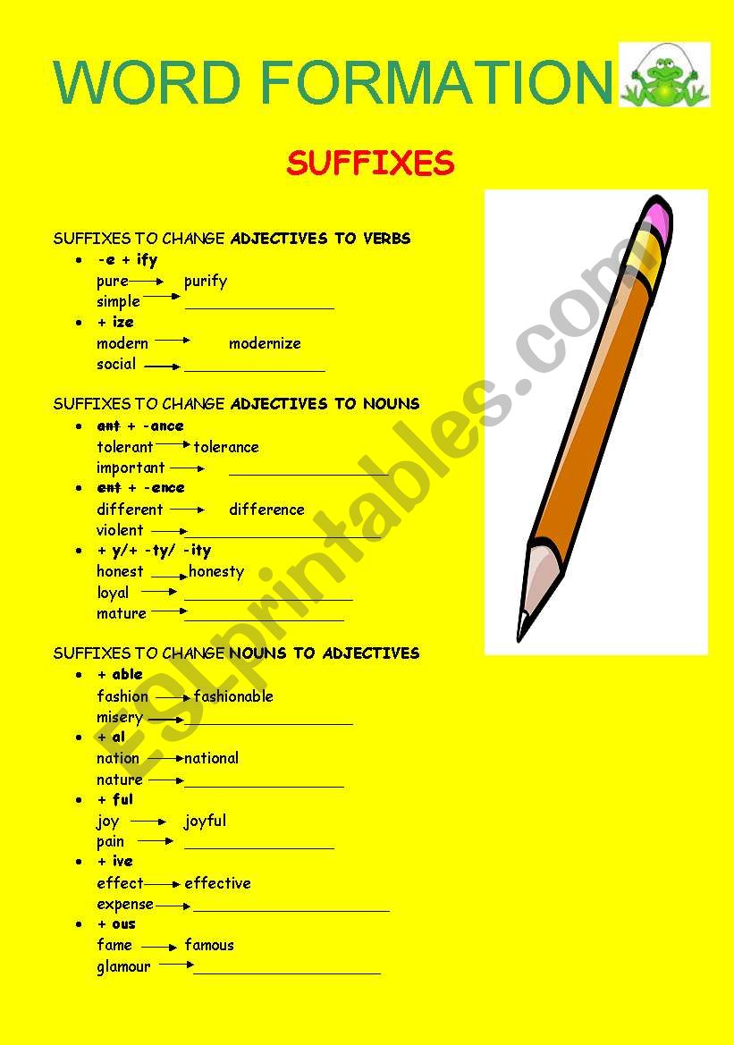 word formation: suffixes worksheet