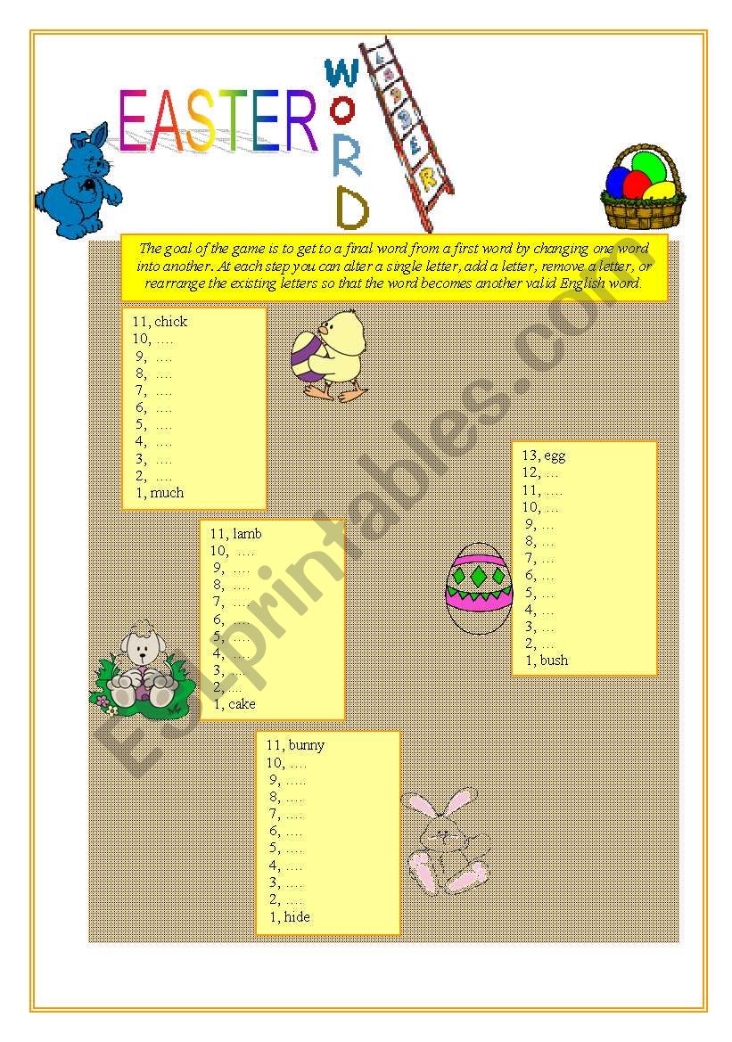 EASTER WORDLADDER worksheet