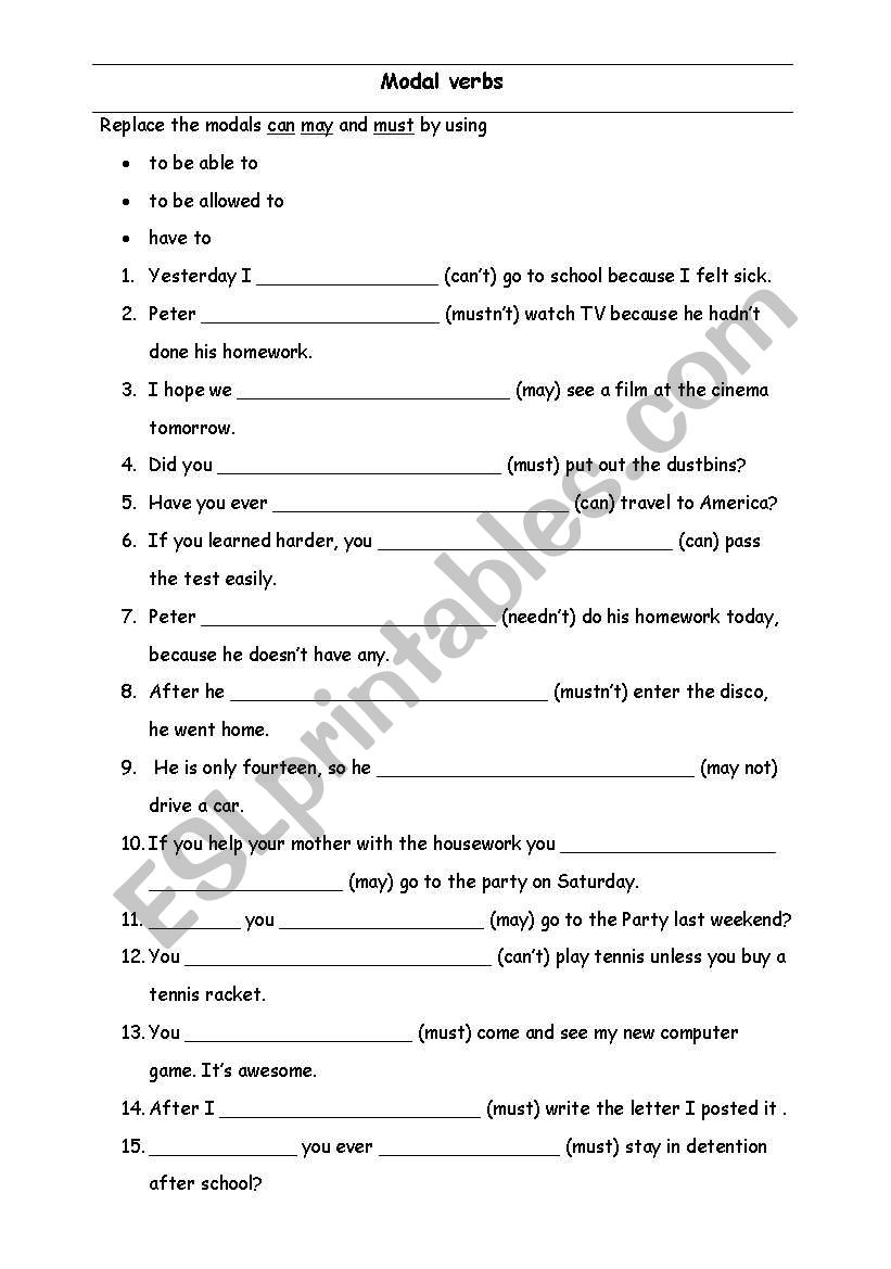 modal verbs and tenses can may must