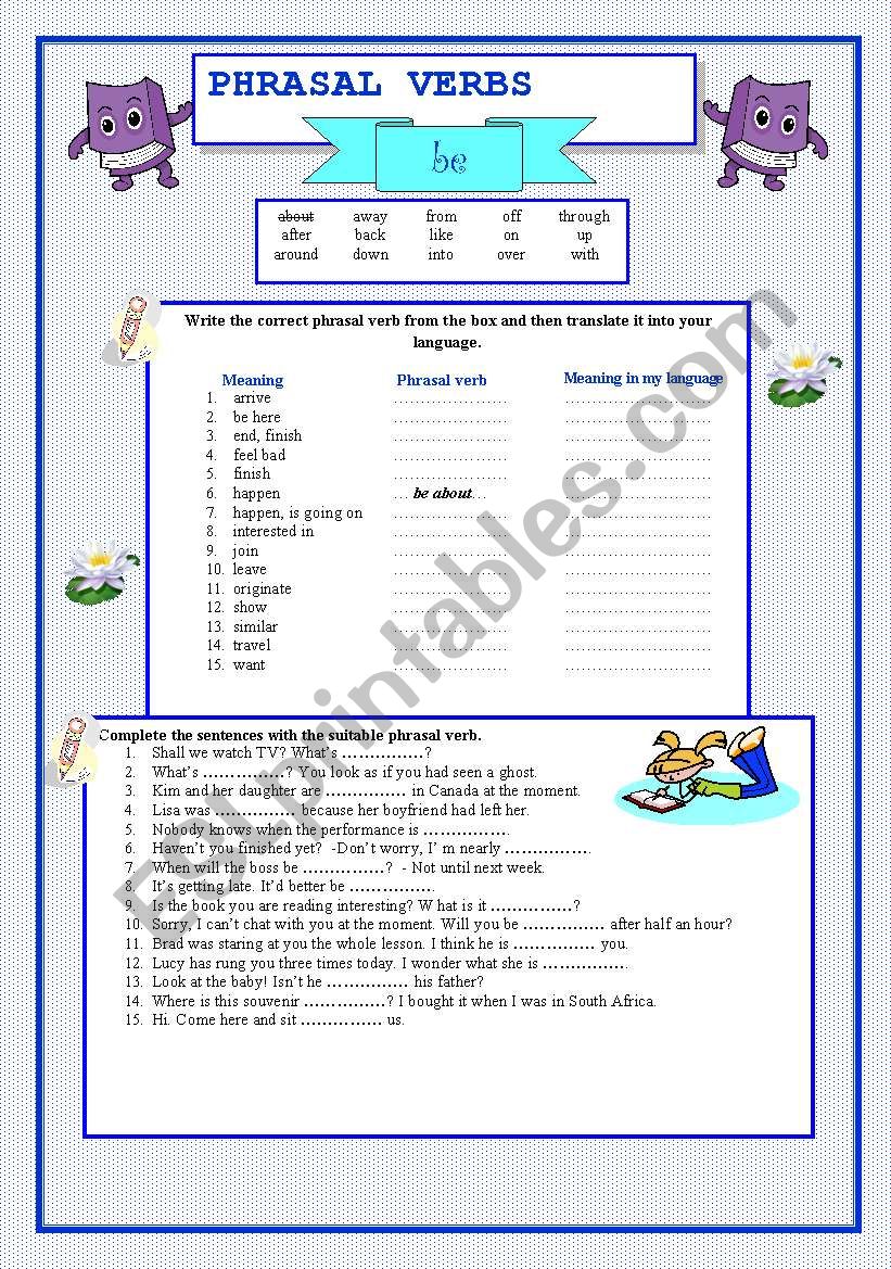 Phrasal Verbs - BE worksheet