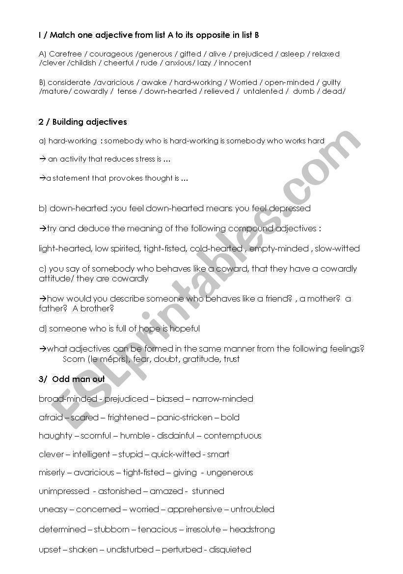 Adjectives worksheet