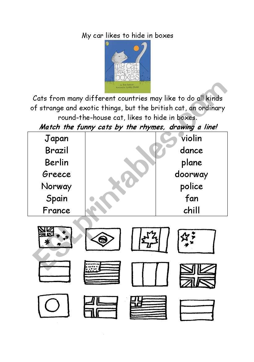 My cat likes to hide in boxes worksheet